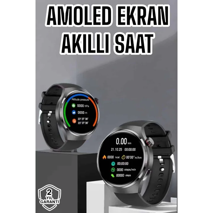 Mey İthalat® Akıllı Saat Bluetooth Bağlantılı Amoled Ekran Uyku ve Sağlık Takibi