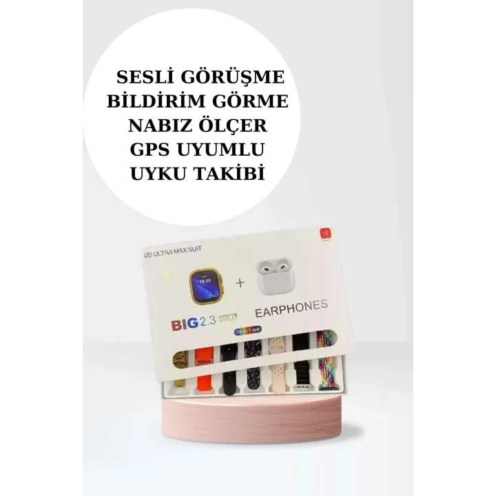 Mey İthalat® Akıllı Saat Bluetooth Kulaklık Adımsayar Sağlık Takibi Çağrı Cevaplama