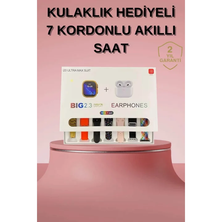 Mey İthalat® Akıllı Saat Bluetooth Kulaklık Hediyeli Bildirim Görme Sesli Görüşme Çoklu Kordon