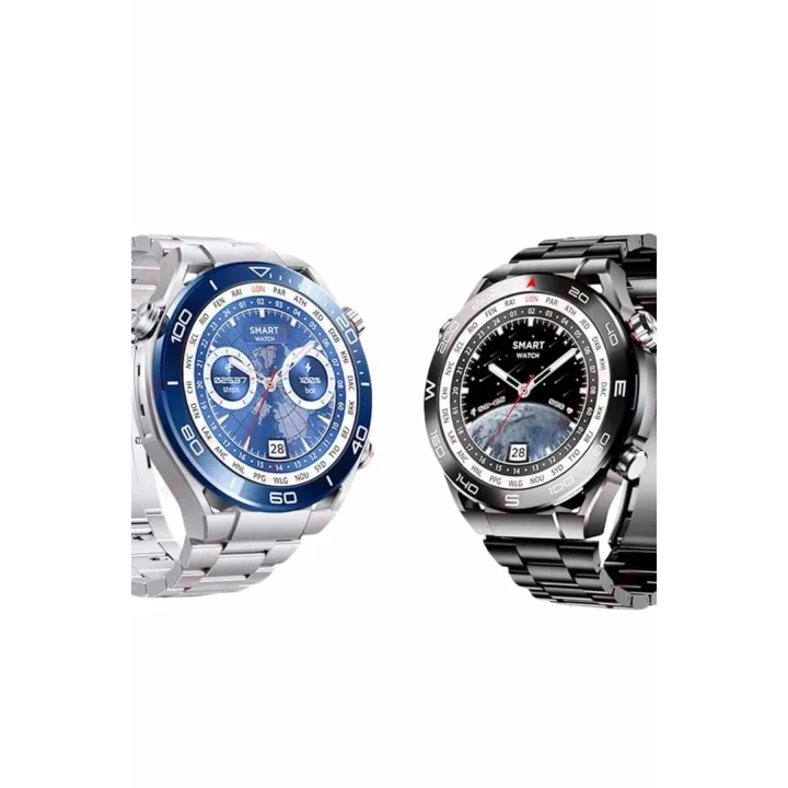 Mey İthalat® Akıllı Saat Çelik Kordonlu Amoled Ekran Android ve İOS Uyumlu Çağrı Cevaplayabilen