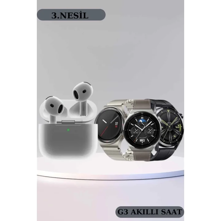 Mey İthalat® Akıllı Saat ve Kulaklık Seti Bildirim Görme Arama Cevaplama ANC Özelliği