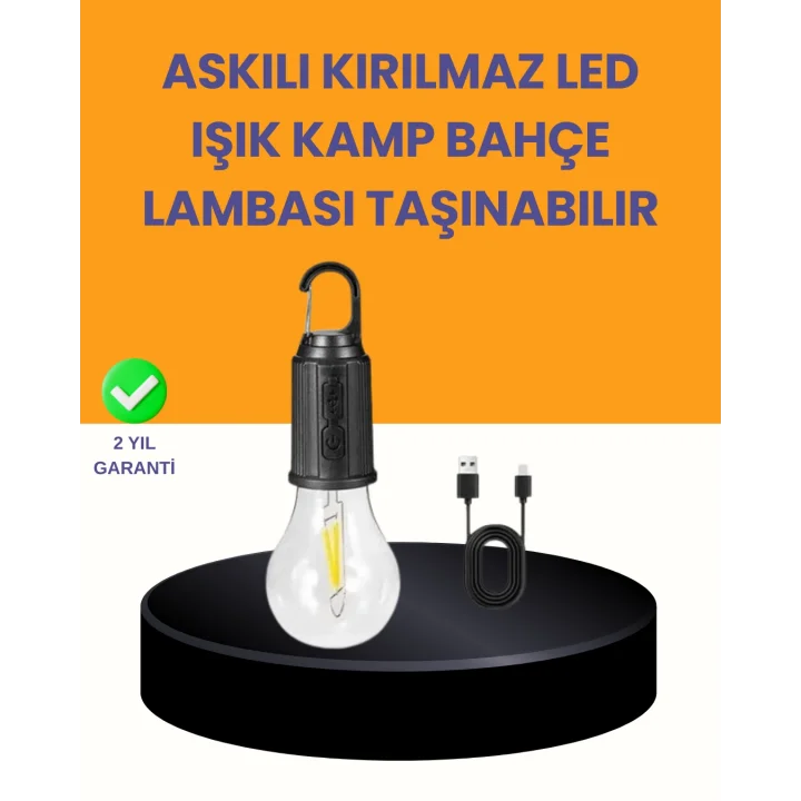 Mey İthalat® Akıllı Sensörlü USB Şarjlı Kamp Lambası