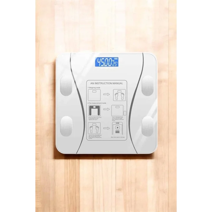 Mey İthalat® Akıllı Tartı Dijital Baskül Yağ Su Kas Vücut Kitle Kilo Ölçer Tartı