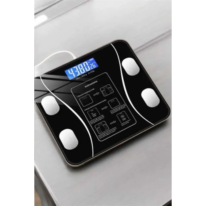 Mey İthalat® Akıllı Tartı Dijital Baskül Yağ Su Kas Vücut Kitle Kilo Ölçer Tartı