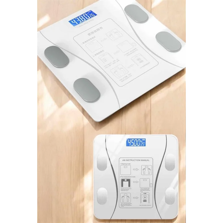 Mey İthalat® Akıllı Tartı Dijital Baskül Yağ Su Kas Vücut Kitle Kilo Ölçer Tartı