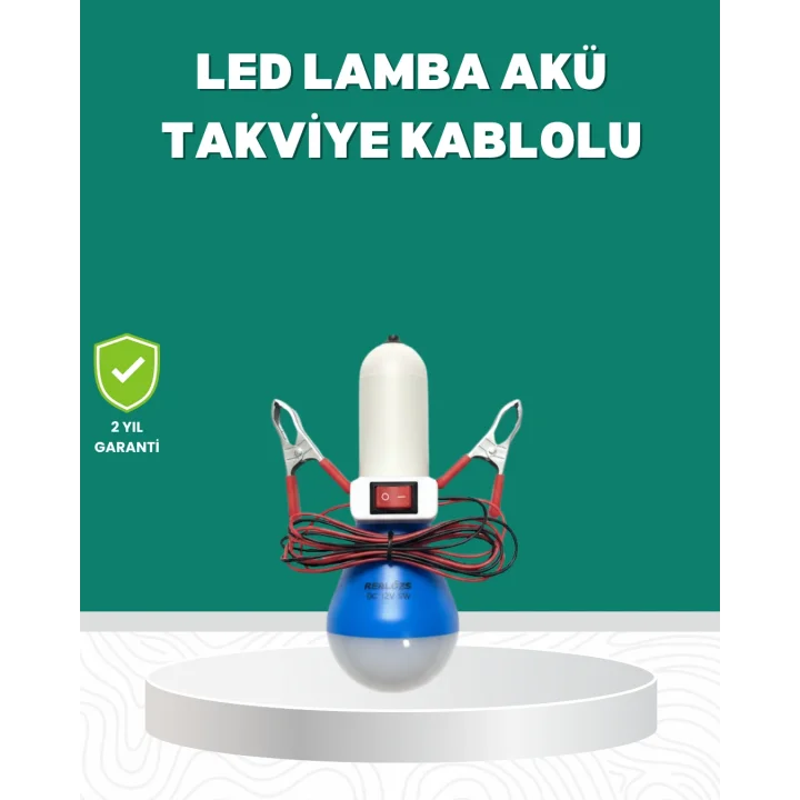 Mey İthalat® Aküden Çalışan 12V LED Ampul Taşınabilir Kullanım