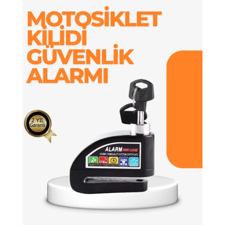 Mey İthalat® Alarm Sensörlü Disk Kilidi Motosiklet Scooter Bisiklet Güvenlik