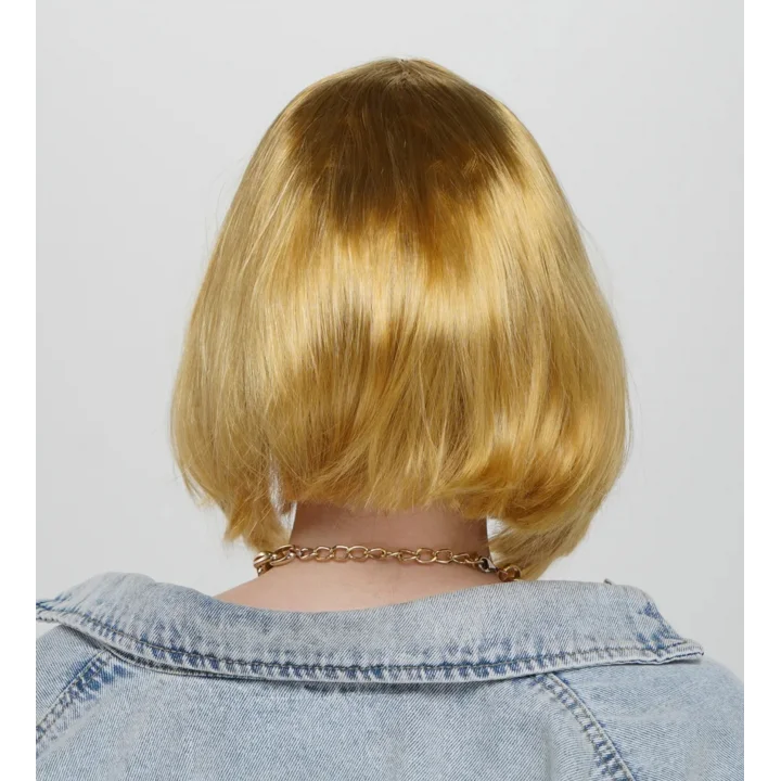 Mey İthalat® Altın Renk Düz Kesim Küt Parti Peruğu Kısa Takma Saç