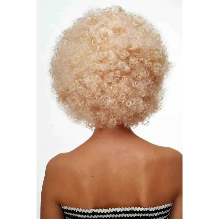 Mey İthalat® Altın Renk Kıvırcık Afro Bonus Peruk Saç Parti Peruğu Platin Gold