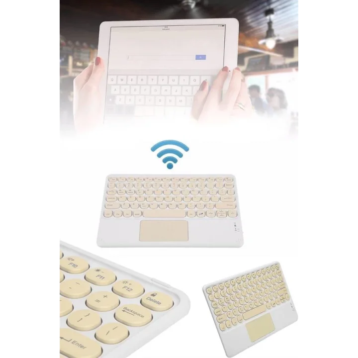 Mey İthalat® Android ve İOS Uyumlu Bluetooth Klavye Touchpad Slim Kablosuz Wifi Q Klavye