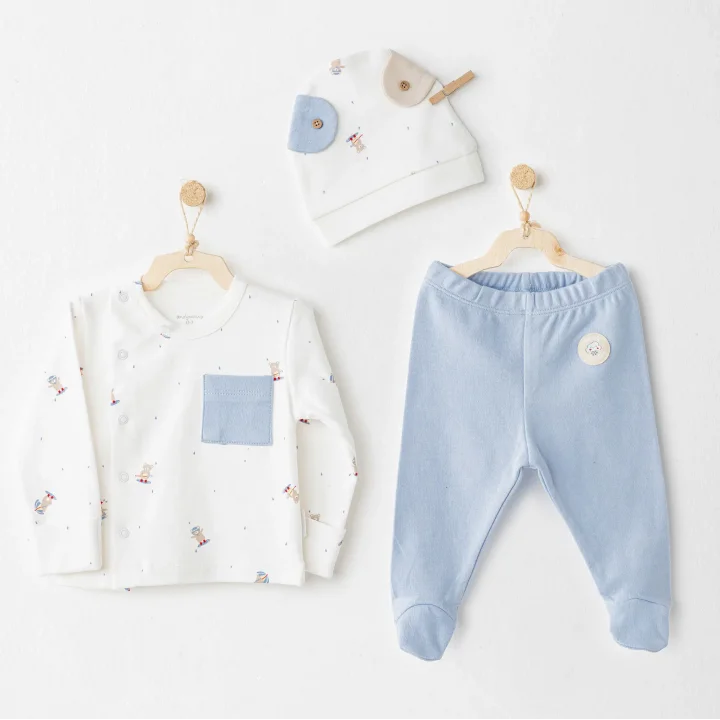 Mey İthalat® AC26073  3lü Zıbın Takım Blue