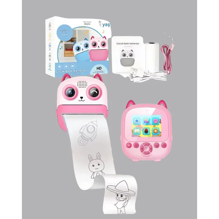 Mey İthalat® Anında Baskı Yapabilen Çocuk Fotoğraf Makinesi Hafıza Kart Destekli