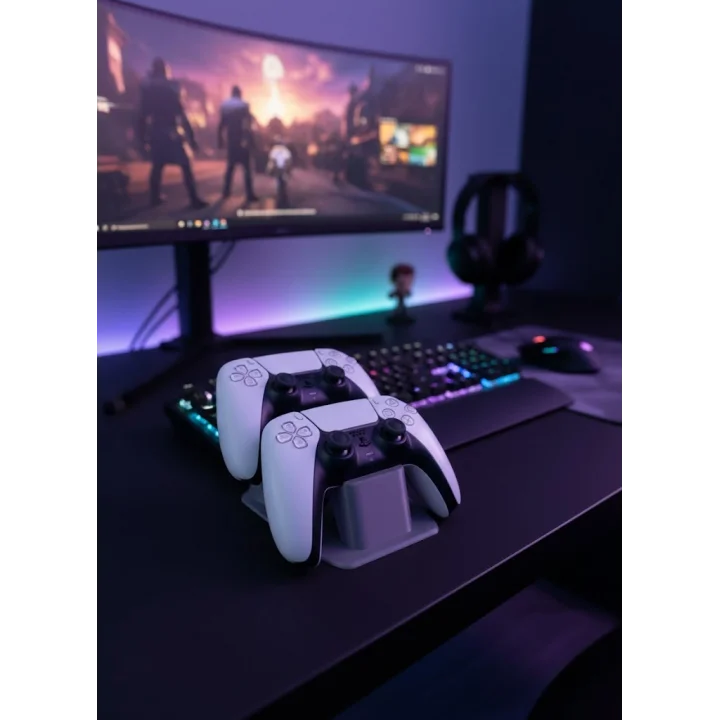Mey İthalat® Antrasit İkili Gamepad Tutucu 7x18 cm Masa ve Raf Düzeni
