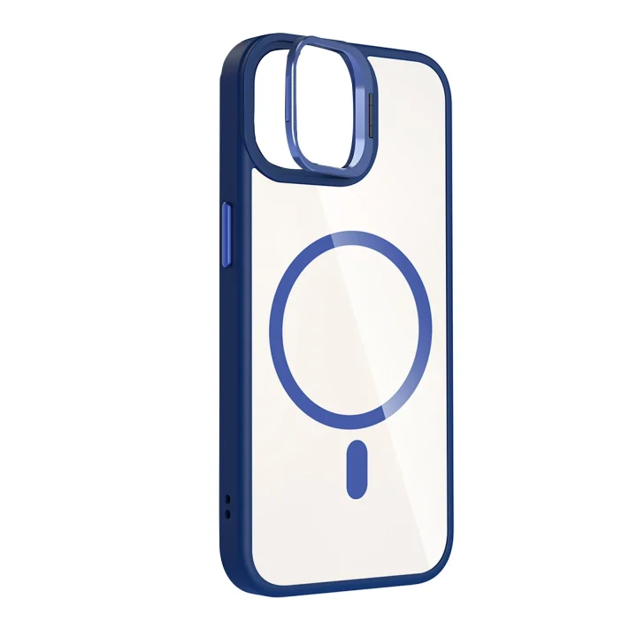 Mey İthalat®   iPhone 11 Remim Lensli Magsafe Standlı Kapak - Lacivert