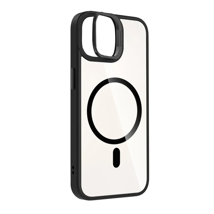 Mey İthalat®   iPhone 11 Remim Lensli Magsafe Standlı Kapak - Siyah