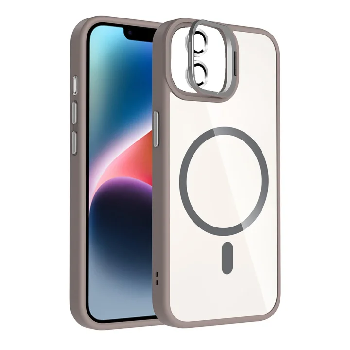 Mey İthalat®   iPhone 11 Remim Lensli Magsafe Standlı Kapak - Titan Gri