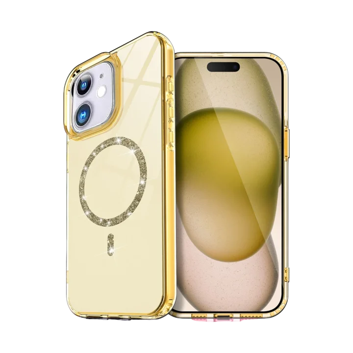 Mey İthalat®  Apple iPhone 12 Live Diamond Magsafe Kapak - Sarı