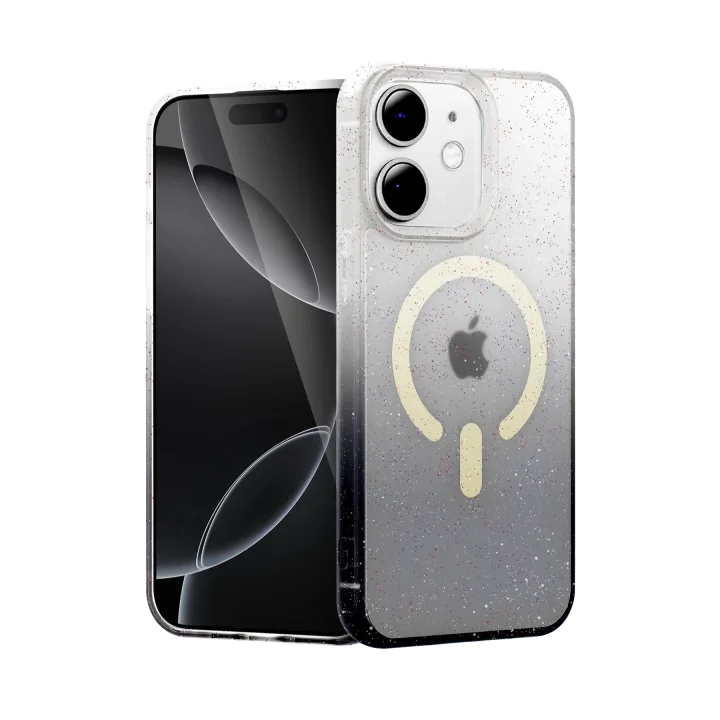 Mey İthalat®  Apple iPhone 12 Pummel Shiny Magsafe Kapak - Siyah