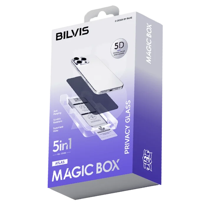Mey İthalat®  Apple iPhone 13 Pro Max Bilvis 5in1 5D Magic Hayalet Cam Ekran Koruyucu - Siyah