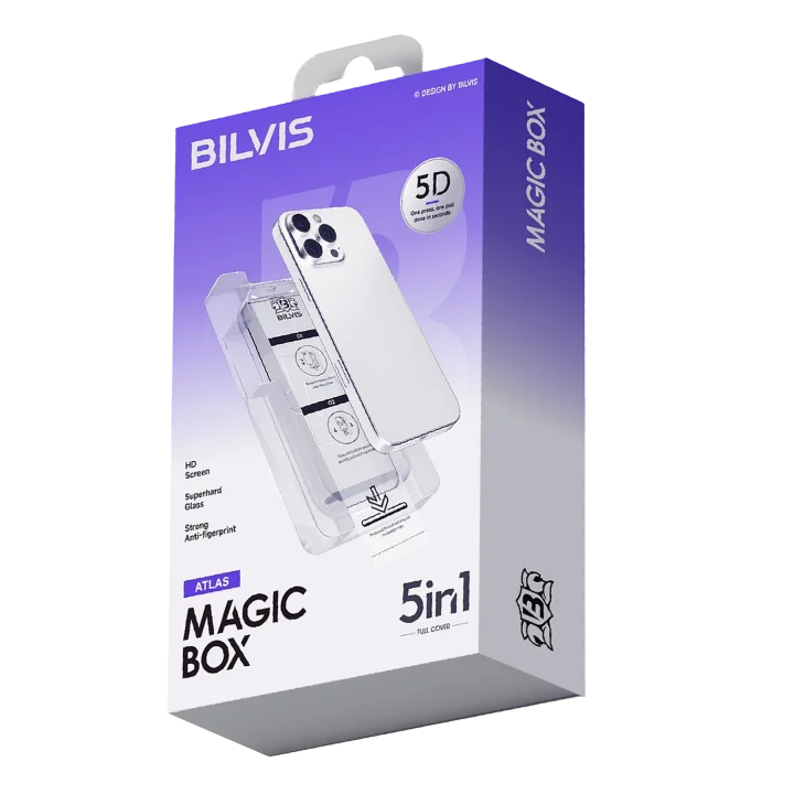 Mey İthalat®  Apple iPhone 14 Bilvis 5in1 3D Magic Cam Ekran Koruyucu - Siyah