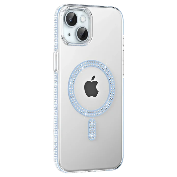 Mey İthalat®   iPhone 14 Move Taşlı Magsafe Kapak - Mavi