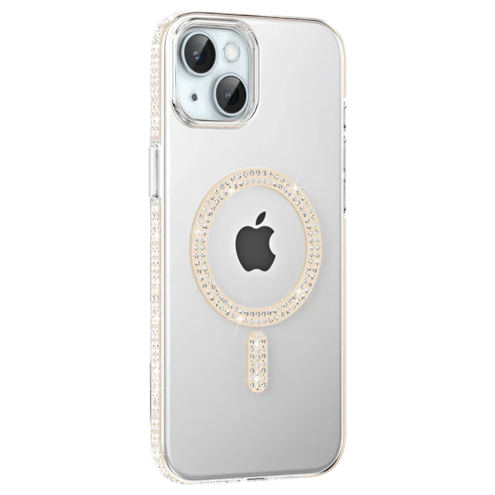 Mey İthalat®   iPhone 14 Move Taşlı Magsafe Kapak - Pembe