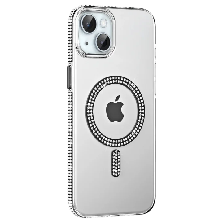 Mey İthalat®   iPhone 14 Move Taşlı Magsafe Kapak - Siyah