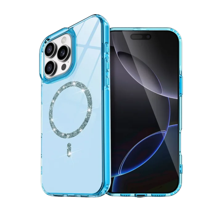 Mey İthalat®  Apple iPhone 14 Pro Max Live Diamond Magsafe Kapak - Mavi