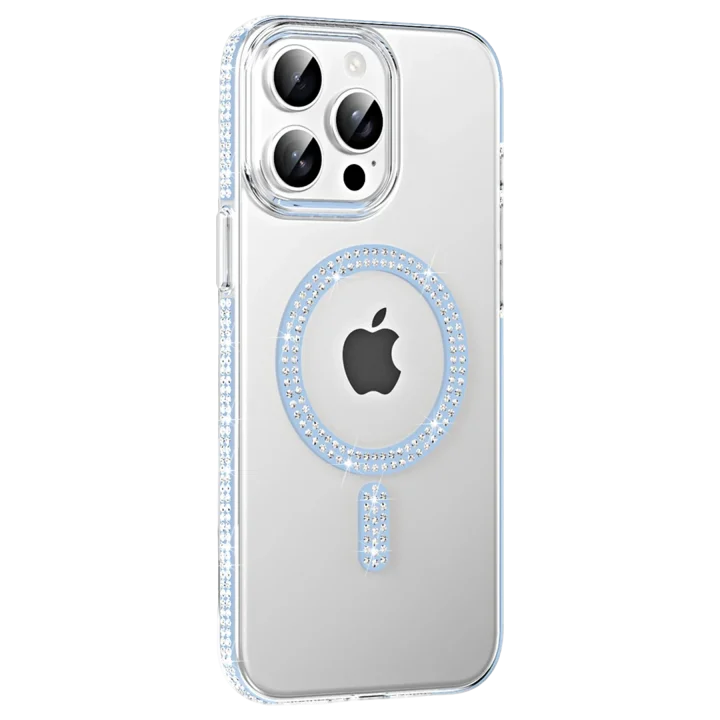 Mey İthalat®   iPhone 14 Pro Max Move Taşlı Magsafe Kapak - Mavi