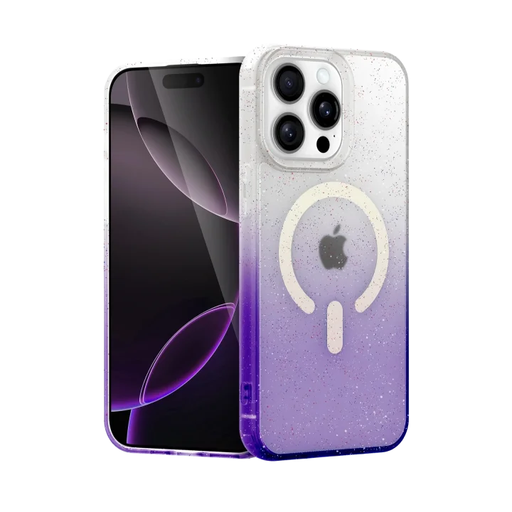 Mey İthalat®  Apple iPhone 14 Pro Pummel Shiny Magsafe Kapak - Mor