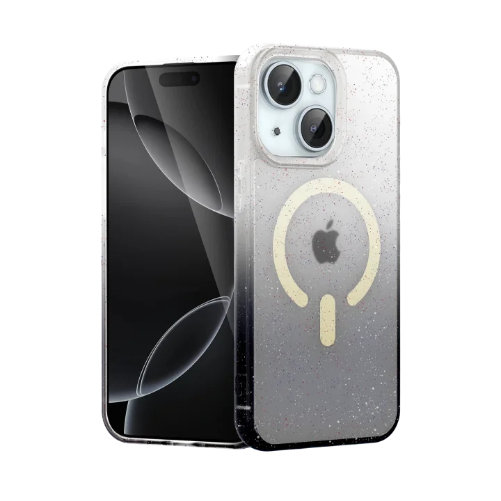 Mey İthalat®  Apple iPhone 14 Pummel Shiny Magsafe Kapak - Siyah