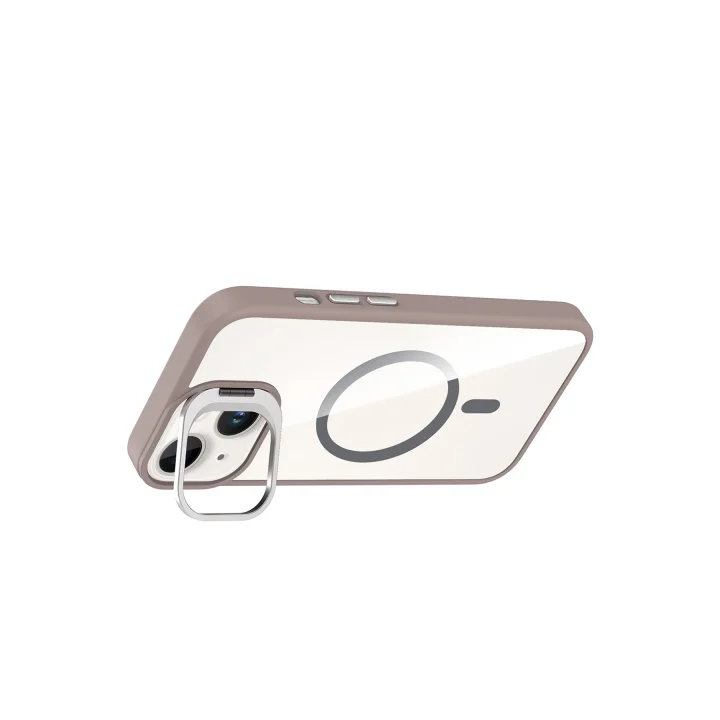 Mey İthalat®   iPhone 14 Remim Lensli Magsafe Standlı Kapak - Titan Gri