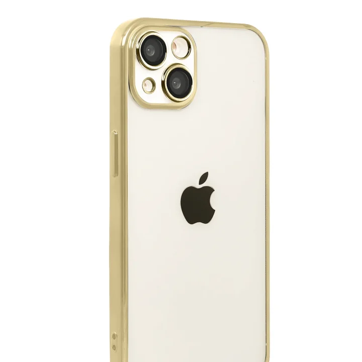 Mey İthalat®   iPhone 15  Lensli Silikon - Gold