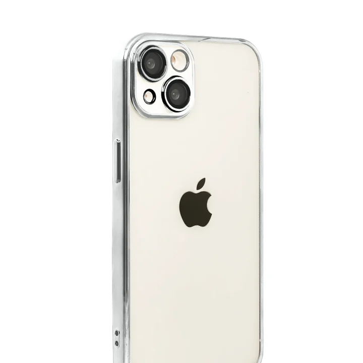 Mey İthalat®  Apple iPhone 15  Lensli Silikon - Gümüş