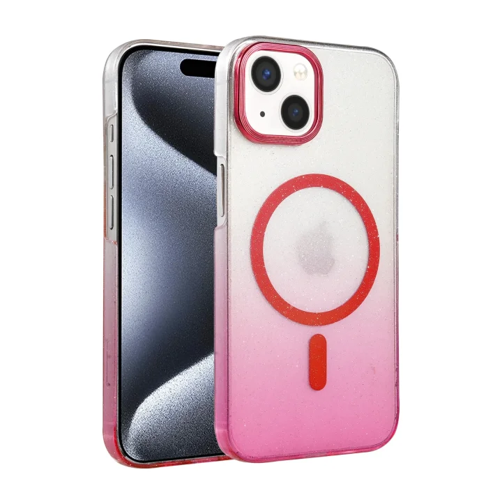 Mey İthalat®  Apple iPhone 15 Plus Glossy Magsafe Kapak - Pembe