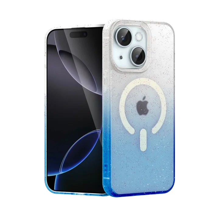 Mey İthalat®  Apple iPhone 15 Plus Pummel Shiny Magsafe Kapak - Mavi