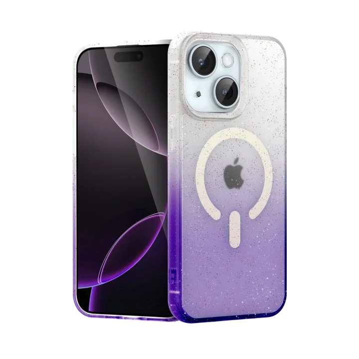 Mey İthalat®  Apple iPhone 15 Plus Pummel Shiny Magsafe Kapak - Mor