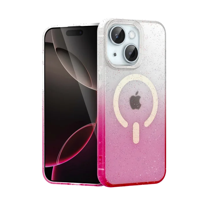 Mey İthalat®  Apple iPhone 15 Plus Pummel Shiny Magsafe Kapak - Pembe