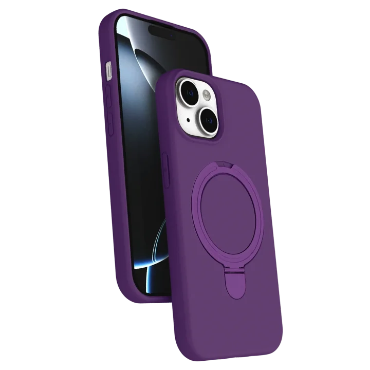 Mey İthalat®  Apple iPhone 15 Plus Regal Magsafe Standlı Kapak - Derin Mor