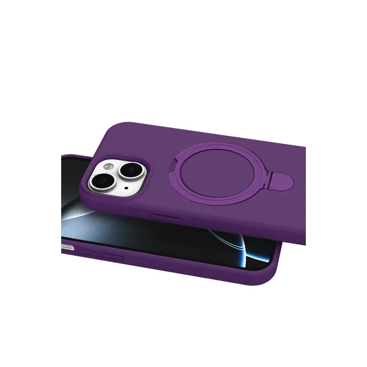 Mey İthalat®  Apple iPhone 15 Plus Regal Magsafe Standlı Kapak - Derin Mor