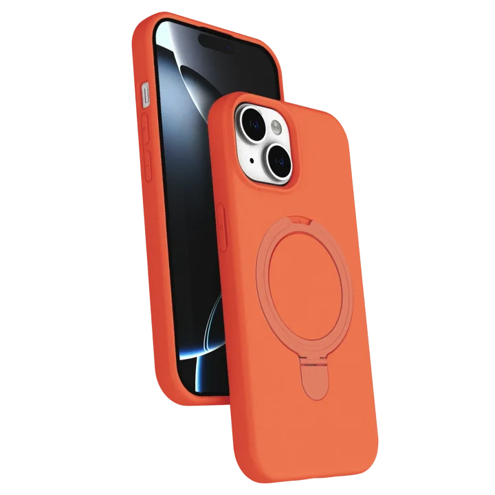 Mey İthalat®  Apple iPhone 15 Plus Regal Magsafe Standlı Kapak - Turuncu