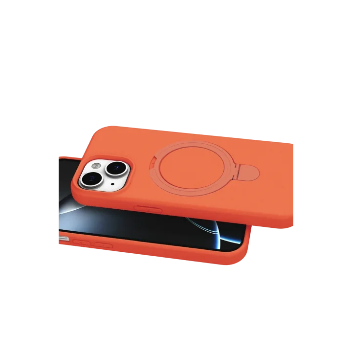 Mey İthalat®  Apple iPhone 15 Plus Regal Magsafe Standlı Kapak - Turuncu
