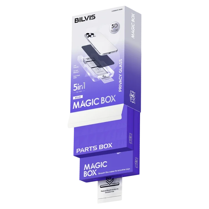 Mey İthalat®  Apple iPhone 15 Pro Bilvis 5in1 5D Magic Hayalet Cam Ekran Koruyucu - Siyah