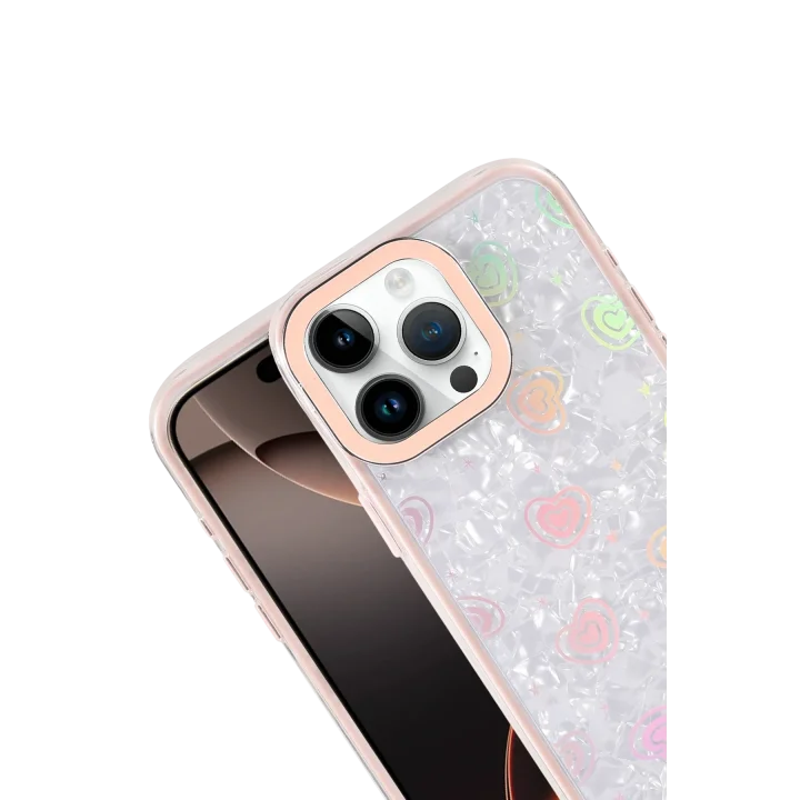 Mey İthalat®  Apple iPhone 15 Pro Lumi Desenli Kapak - Pembe