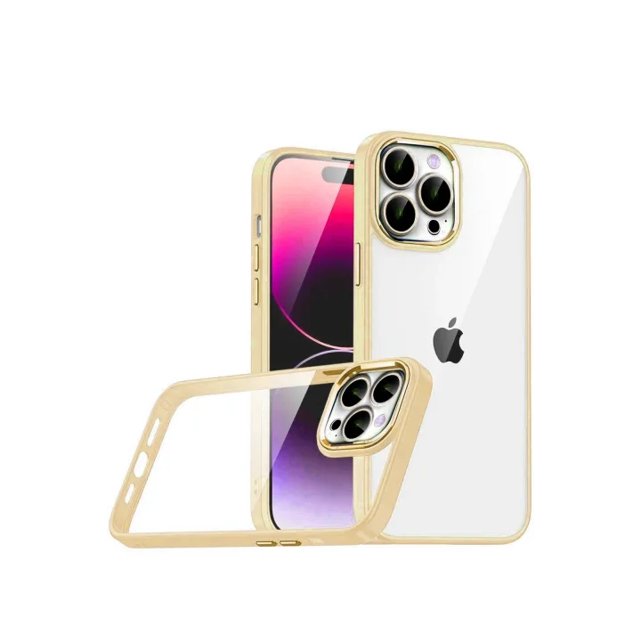 Mey İthalat®   iPhone 15 Pro Max  Lensli Silikon - Gold