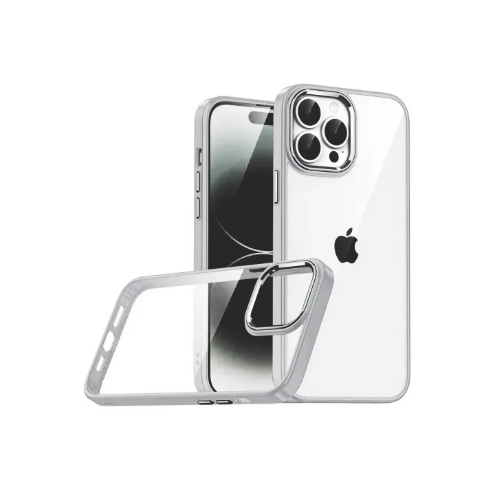Mey İthalat®   iPhone 15 Pro Max  Lensli Silikon - Gümüş