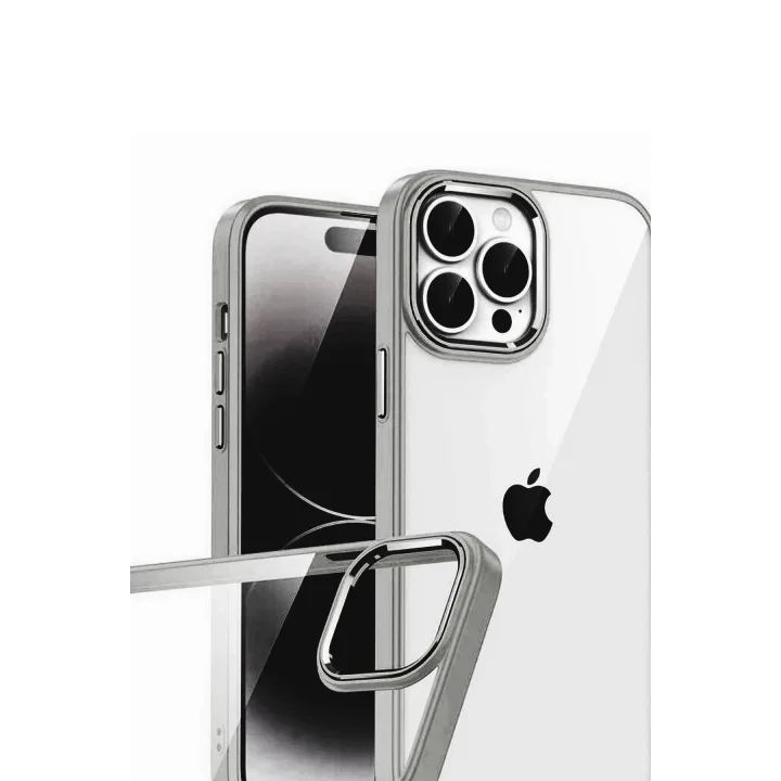 Mey İthalat®   iPhone 15 Pro Max  Lensli Silikon - Titan Gri