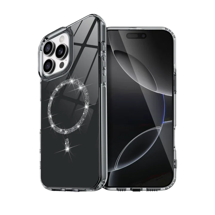 Mey İthalat®  Apple iPhone 15 Pro Max Live Diamond Magsafe Kapak - Siyah