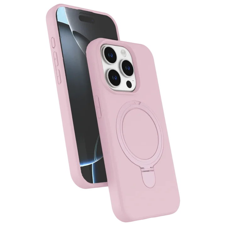Mey İthalat®  Apple iPhone 15 Pro Max Regal Magsafe Standlı Kapak - Açık Pembe
