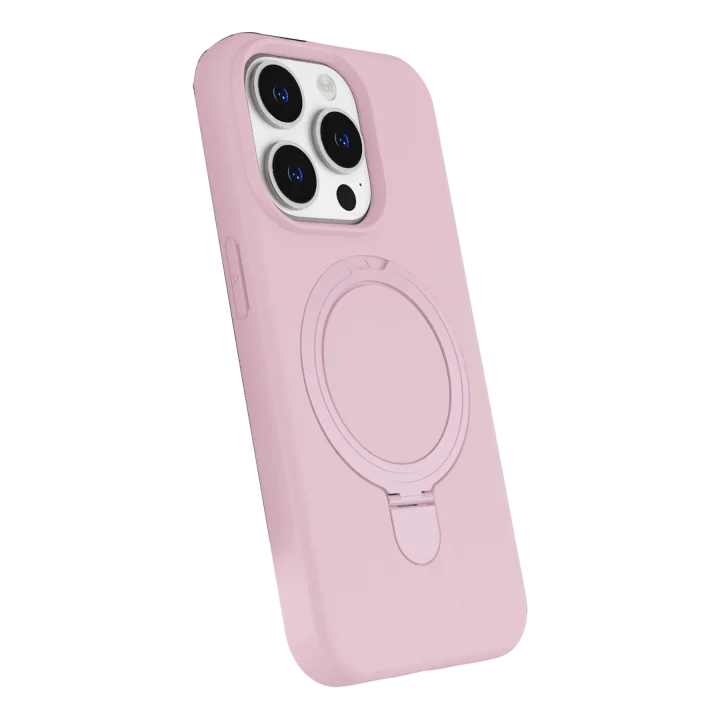 Mey İthalat®  Apple iPhone 15 Pro Max Regal Magsafe Standlı Kapak - Açık Pembe
